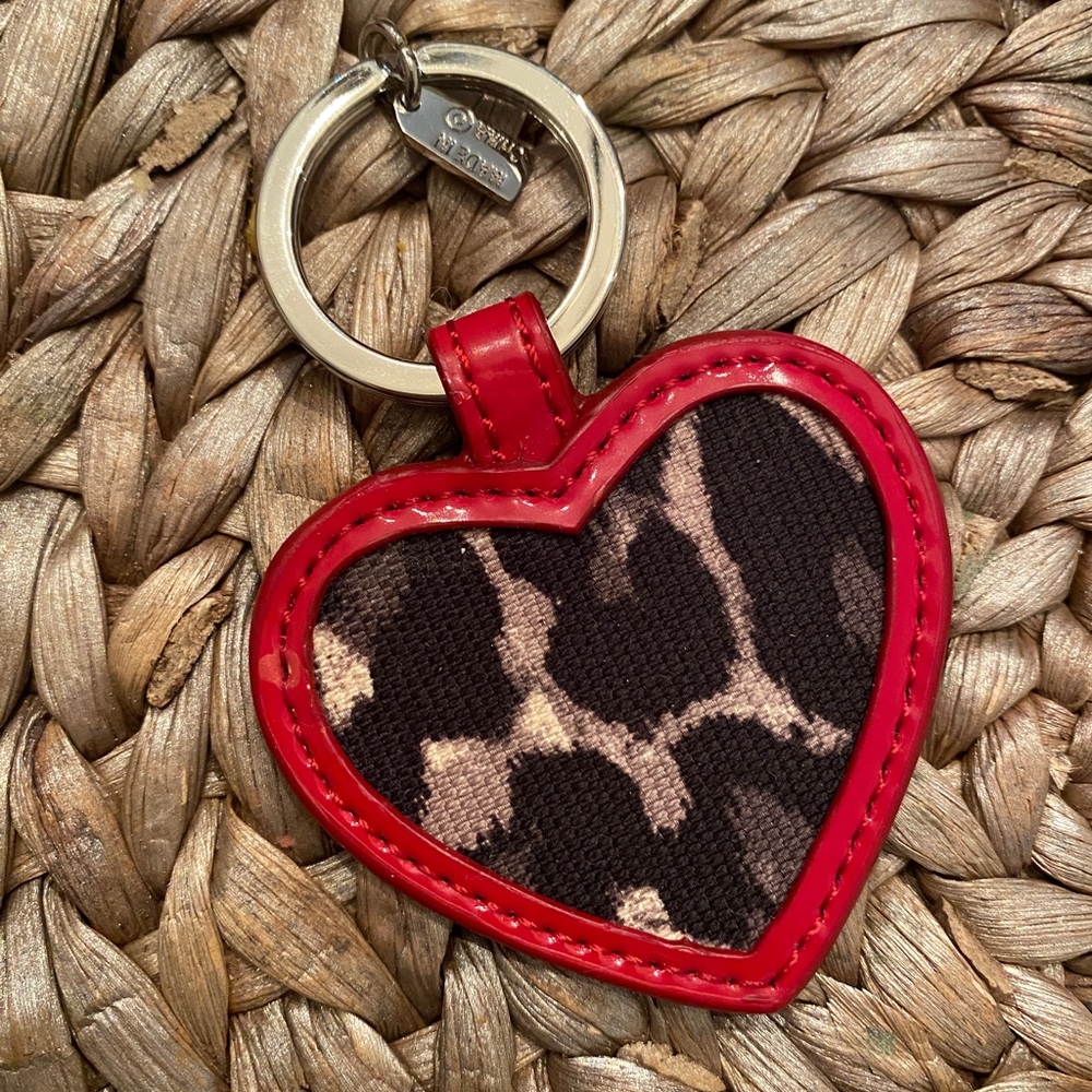 NWOT Coach heart keychain print on one side and mirror on other side